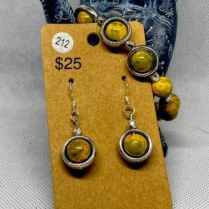 Bubble bee jasper earring and bracelet set